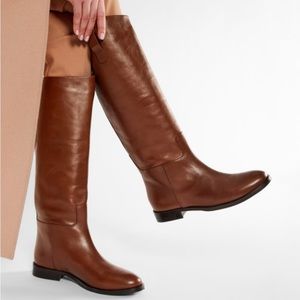 BNWOB MaxMara Cognac Leather Riding Boots